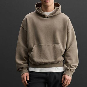 Fabricantes de sudaderas con capucha personalizadas Hombres Peso pesado Algodón Oversized Drop Shoulder Sweatwear Tejido inverso Doble capa Sudaderas con capucha para hombre - Product Image 5