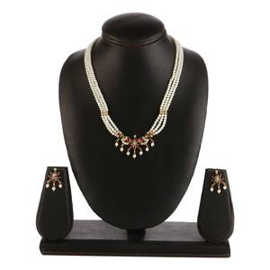 Bijoux fantaisie Plaqué or Designer Perle Tricolore Pierre Collier serti de boucles d'oreilles pour cadeau d'anniversaire - Product Image 2