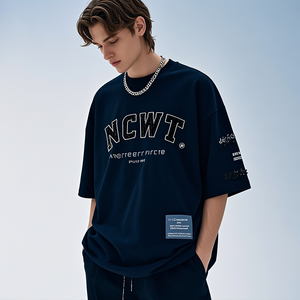 2025 Wholesale Vintage Reflective <strong>Skull</strong> Print Plain t Shirt Men's logo T-Shirt Oversized Plus Size 100% Cotton <strong>TShirt</strong> for Man - Product Image 2