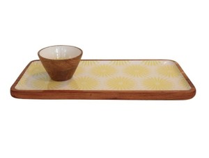 Plateau de présentation pour la décoration de la maison, plateau en bois d'acacia naturel, plateau en bois alimentaire, plateau de service écologique et durable - Product Image 3