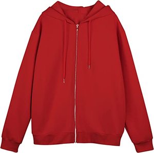 Sweat à capuche zippé solide pour femmes polaire hiver décontracté tissé col à capuche technique teint uni - Product Image 1