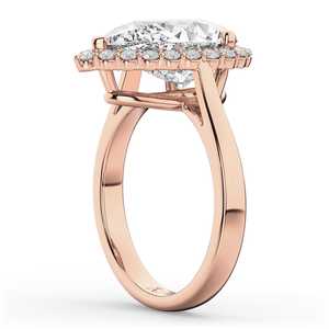 Anillo de Compromiso de Oro Rosa de 14K con Diamante en Forma de Pera de 4.69ct y Halo - Product Image 1