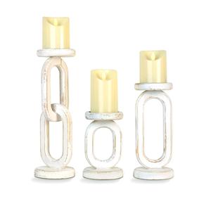 Juego de 3 candelabros ecológicos de madera encalada para velas de Pilar logotipo personalizable decoración del hogar Navidad - Product Image 2