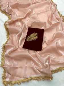 Bollywood designer saree designer unique Lave frontière travail fleur conception doux jimmysilk tissu sari avec velours blouse Inde - Product Image 2