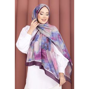 Écharpe florale Elsa, série Plum, style carré, longueur standard - Product Image 2