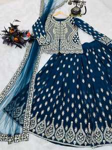 Đẹp thiết kế hàng đầu váy lehenga với dupatta thiết lập hoàn toàn thêu chuỗi làm việc bên mặc truyền thống ăn mặc phù hợp với - Product Image 4