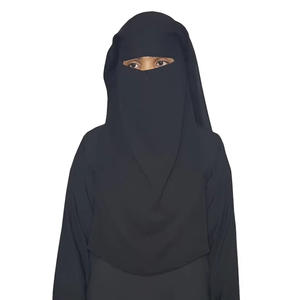 Abaya noire niqab double épaisseur en tissu respirant Hijab Naqab Nakab pour femmes et filles - Product Image 3