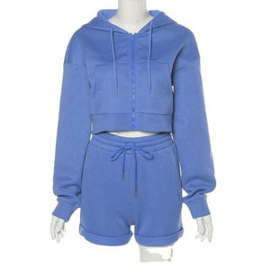 Sudadera con capucha para mujer Conjunto corto Logotipo personalizado Elegante conjunto de dos piezas Venta al por mayor Loungewear OEM Supply - Product Image 6