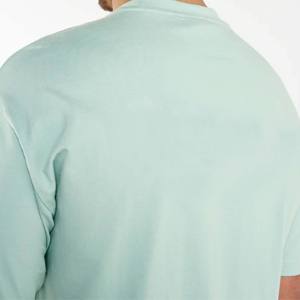 Camiseta de algodón pesado liso de talla grande, Camiseta de cuello simulado con logotipo estampado personalizado Unisex, camisetas de gran tamaño para hombre, servicio OEM - Product Image 5