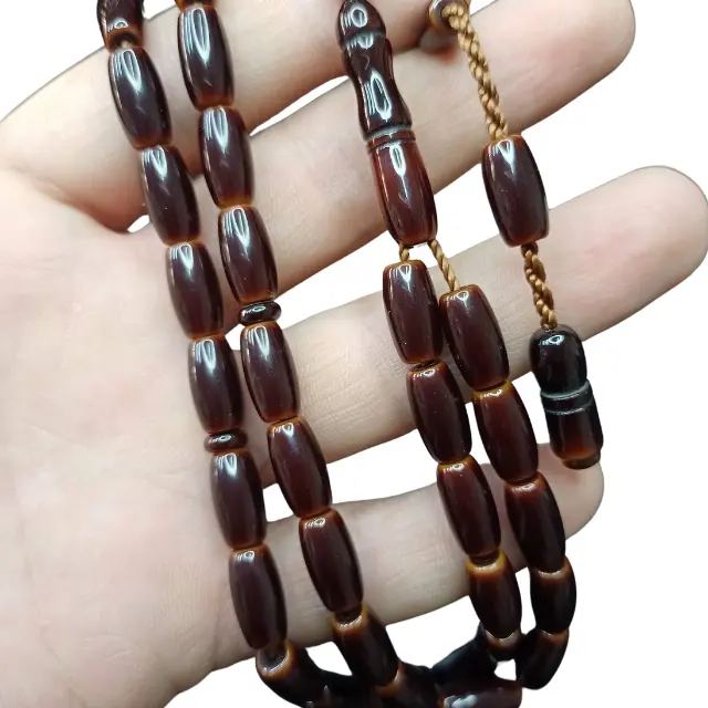 Faturan Rosary 100% Phenol-Formaldehyde Faturan Rod High Quality Faturan Material Bakelite Rods Brown Color 7/13mm 33 Beads