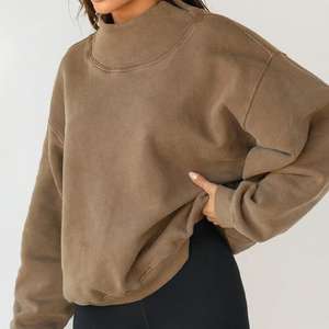 2025 nuevo jersey de gran tamaño con cuello alto en blanco para mujer, Sudadera con capucha de fabricante, sudadera de algodón liso personalizada para mujer - Product Image 3