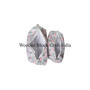 Handmade <b>Quilted</b> Vintage Large <b>Makeup</b> <b>Bag</b> Set Indian Block Print Cotton for Cases Eco-Friendly Zipper closure floral printed <b>bag</b> - Product Image 5