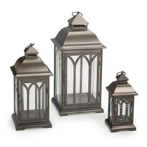 Juego de tres piezas de metal negro para mesa, portavelas tipo linterna, hecho en India, para decoración del hogar, hotel, restaurante, boda, oficina, el mejor. - Product Image 6