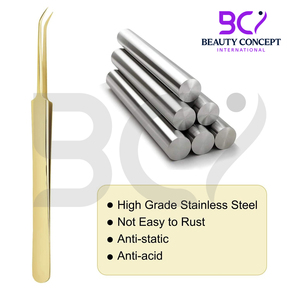 45 Degree Plasma Gold Color Best Durable Product Extension Tweezers Good Selling Stainless Steel Expert Lash Extension Tweezers - Product Image 2