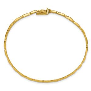 Pulsera de eslabones elegantes de 6.3mm chapada en oro de 14K de Leslie, brazalete clásico y moderno de latón con diamantes y perlas para fiestas religiosas - Product Image 4