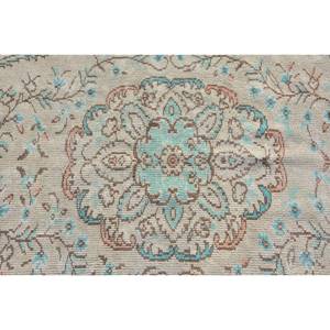 Vintage 4 X 7,9ft Beige Bleu Turc Laine Tapis Classique Grande Surface Rectangle Patchwork Abstrait Couloir Motif pour Chambre Adolescent - Product Image 5