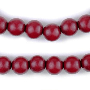 Perles en bois naturel rondes rouges ARTISANALES Perles en bois colorées personnalisées de 12mm en forme et dimensionnées Livraison rapide depuis l'Inde - Product Image 1