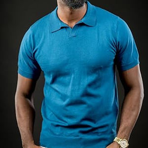 Camiseta de algodón de manga corta con cuello en V para hombre de alta calidad, camisetas de golf informales personalizadas suaves y transpirables con bordado - Product Image 2