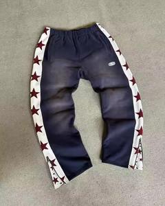 2025 personnalisé lavage à l'acide jambe large Baggy piste empilé sueur Streetwear pantalons de survêtement évasés hommes pantalons et pantalons pour hommes - Product Image 1