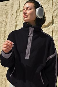 Sudadera de gran tamaño para mujer, Jersey holgado de manga larga con cremallera de un cuarto, ropa informal holgada de algodón polar, sudadera al por mayor OEM - Product Image 5