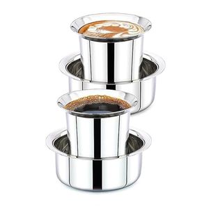 Putrika South Indian Brass Coffee Cup y Dabra Set Vaso de café con filtro tradicional para un auténtico estilo de servicio del sur de la India - Product Image 3