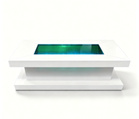 Table basse intelligente de luxe moderne avec foyer électrique, charge sans fil et haut-parleur Bluetooth
