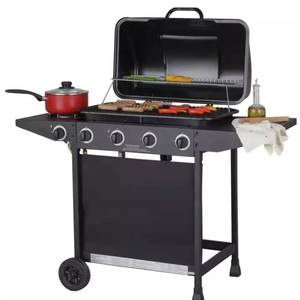 Parrilla de Gas Propano de 5 Quemadores, Parrilla Portátil con Carrito, Cocina para Asados al Aire Libre con Encendido Automático y Dispositivo de Seguridad de Llama - Product Image 1