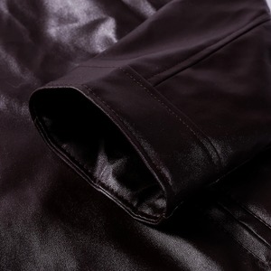 Veste en cuir rétro pour homme, veste de motard à col montant, manteau multi-poches coupe ajustée, vêtements d'extérieur pour l'automne et l'hiver - Product Image 6