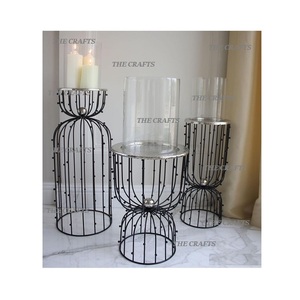 Metal Black Color Candle Holder With <b>Glass</b> Chimney <b>Set</b> <b>Of</b> Three Different Sizes Decorative Candle Holder For Home Decor - Product Image 1