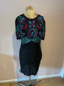 Elegante Floral Aline Tea-Length vestido de fiesta de noche con lentejuelas con cuentas y bordado largo con posición de logotipo frontal - Product Image 5