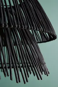 จี้ห้อยสีดำกรอบเหล็กดีไซน์โบราณสำหรับตกแต่งบ้านโรงแรมร้านอาหารพร้อมจี้ไม้ไผ่โลหะอินเดีย - Product Image 4