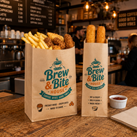 Sacs à emporter personnalisés AT PACK, sacs en papier résistants à la graisse pour frites, croquettes, cafés, restaurants et fast-foods au Royaume-Uni