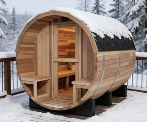 Luxury <b>Outdoor</b> Barrel Sauna Red Cedar Wood Traditional Steam Barrel Sauna for Backyard - Product Image 2