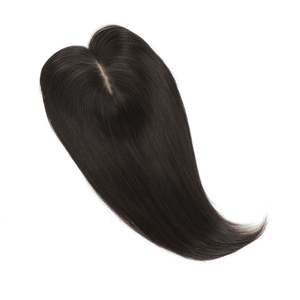 ท็อปเปอร์ผมแท้ยุโรปแบบเรมี่ พร้อมหน้าม้า ฐานไหม สีน้ำตาลเข้ม # 1c - Product Image 3