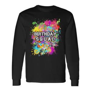 Maglietta a maniche lunghe coordinata per feste di compleanno con schizzi di vernice - Maglietta promozionale per feste di compleanno - Product Image 1