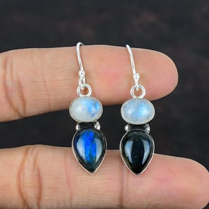 Venta caliente 925 pendientes de plata esterlina para mujer hechos a mano labradorita Natural Arco Iris piedra preciosa mejor calidad para fiesta 7x5mm regalo - Product Image 6