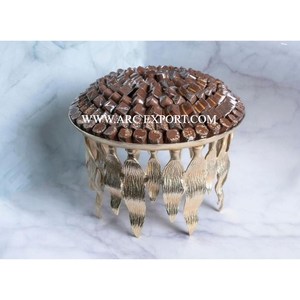 Atractivo diseñador flor latón Chocolate servir cuenco hoteles chapados en oro de primera calidad y boda regalo cuenco de chocolate - Product Image 3