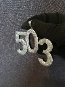 Pendentif numéro 503 en argent glacé, diamant moissanite VVS, collier hip hop, charme - Product Image 4