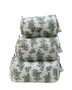 Premium Eco-Friendly Reusable Cotton Quilted Makeup Travel Organizer Zipper Closure | <b>Waterproof</b> Cosmetic <b>Bag</b> | Export Quality - Product Image 2
