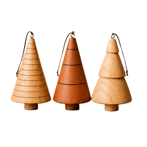 Handmade Wooden Christmas <b>Tree</b> <b>Ornaments</b> Rustic Hanging Decor Medium Size Set of 3 <b>Tree</b> Shape Crafted from Natural Wood - Product Image 1