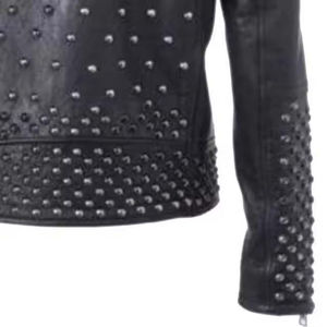 Blouson en cuir punk personnalisé unisexe, design sur mesure, en cuir de vachette verni, clouté, confortable, robuste et haute performance pour le printemps - Product Image 6