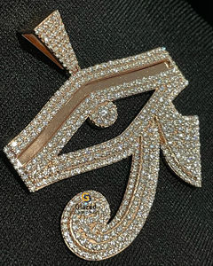 Charming Hip Hop Round Cut Moissanite <b>Eye</b> Design Diamond Pendant <b>Crafted</b> in 10Kt Yellow Gold With Enhanced Vvs Clarity - Product Image 3