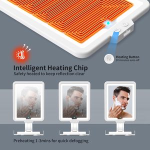 <span class=keywords><strong>Specchio</strong></span> da Bagno Grande da Parete Riscaldato Antiappannamento <span class=keywords><strong>con</strong></span> Luci LED a 3 Colori Dimmerabili e Porta Rasoio - Product Image 4