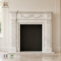 Cheminée en marbre blanc de qualité supérieure, style Louis XVI, polie, symétrique, pour hôtel, villa, intérieur, avec cadre architectural en pierre
