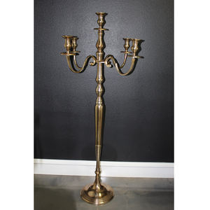 เชิงเทียนโลหะอลูมิเนียมเคลือบเงาสีทอง5แขนสำหรับตกแต่งงานแต่งงานเชิงเทียน - Product Image 1
