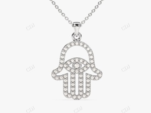 10K oro amarillo sólido moissanita diamante Hamsa mano delicada Fátima colgante elegante collar minimalista joyería de moda para mujeres - Product Image 4