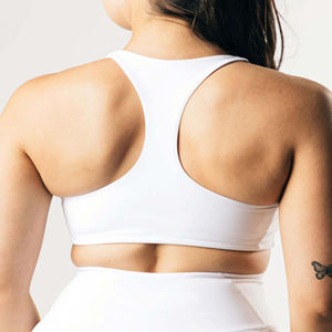 Maillot de sport blanc une pièce pour femme, soutien moyen, 78 % nylon, 22 % élasthanne, col montant, extensible dans les quatre sens, dos nageur, ourlet sans couture sur le devant - Product Image 4