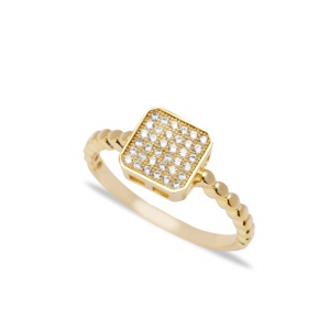 Anillo Minimalista de Diseño Cuadrado con Circonita Cúbica, Hecho a Mano, Delicado, Clásico, para Bodas, Fiestas, Estilo Turco, Joyería de Plata de Ley 925 - Product Image 1