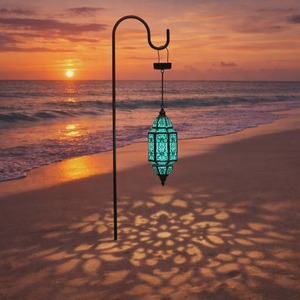 Farol Colgante de Vidrio Azul, Ideal para Decoración de Interiores y Exteriores, Hogar, Sala de Estar, Jardín, Balcón, Entrada y Estudio, Procedente de la India - Product Image 3