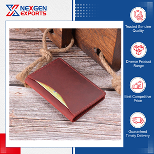 Porte-cartes de crédit en cuir véritable de qualité supérieure, style vintage, blocage RFID, disponible en gros, fiable - Product Image 2